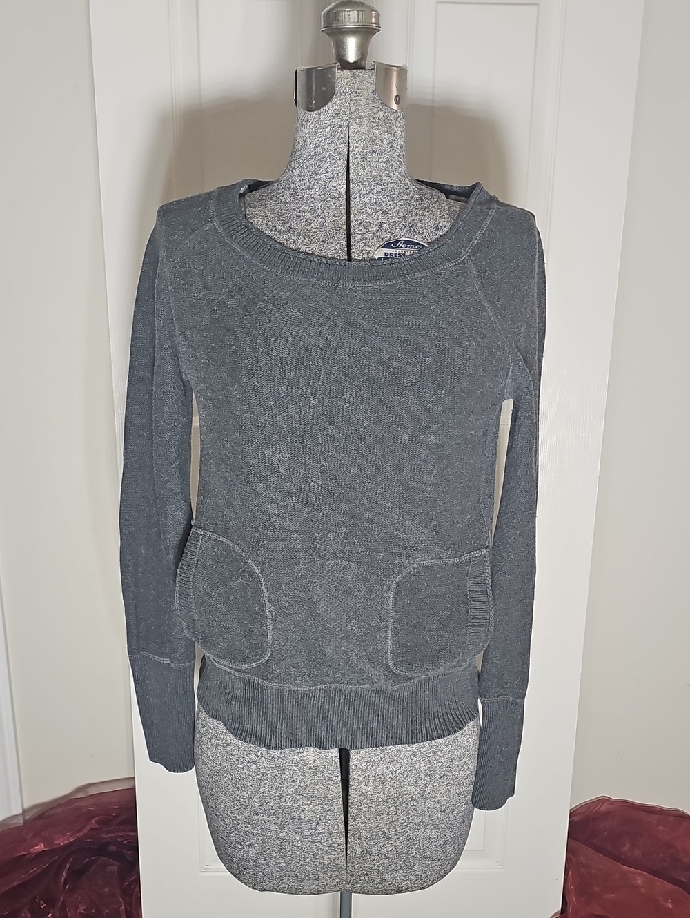Mossimo Supply Co 100% Cotton Charcoal Gray Front Pocket Knit Sweater Juniors XL